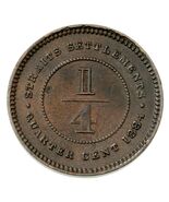 1884 Straits Asentamientos 1/4 Centavo Moneda ( XF Estado) Km 7a - $1,252.94 MXN