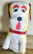Vintage Carnival Fair Prize Stuffed Toy Dog 1960s Yellow & White Please See Desc - $11.69