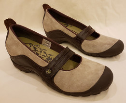 Merrell Comfort Wedge Shoes Sz-9.5 Dark Taupe/Brown Trim Leather/Suede - $49.98