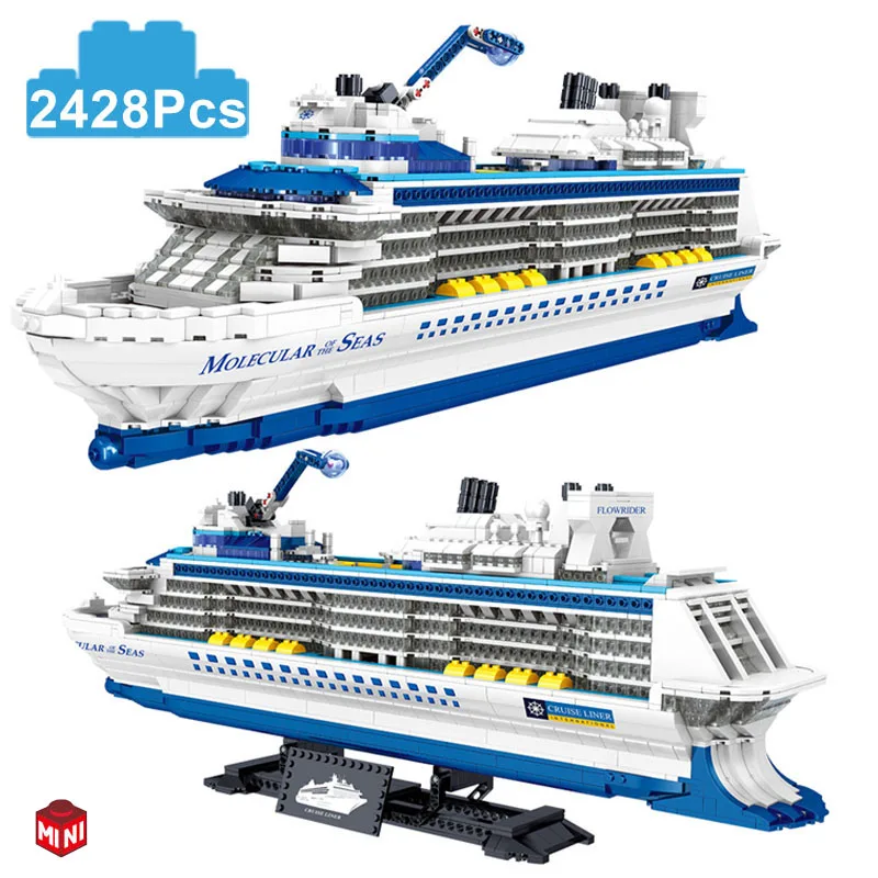 City 2428Pcs Cruise Liner Ship Sailing Boat Mini Model Building Blocks Creative - £64.37 GBP+