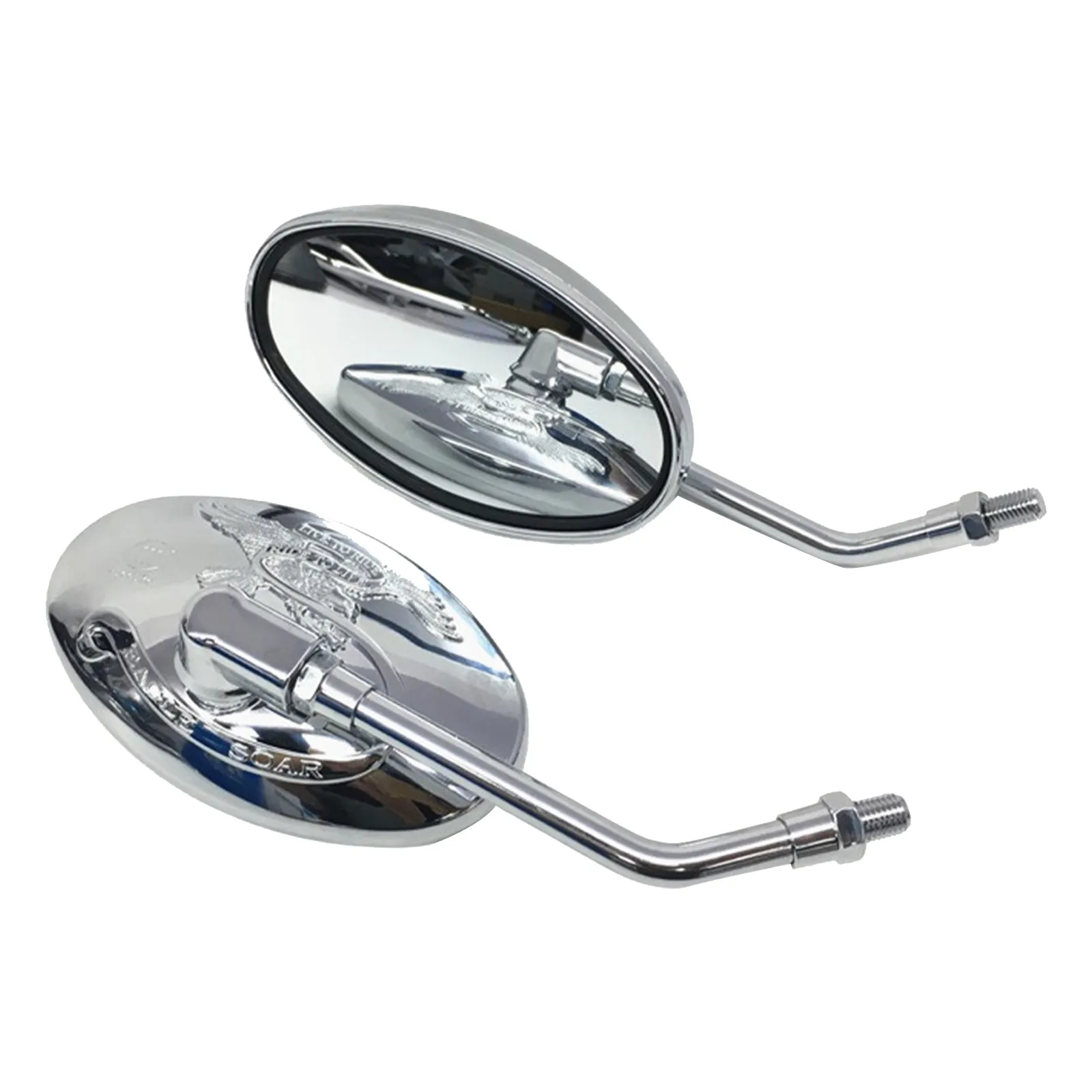 Universal Motorcycle Oval Chrome Rearview Mirrors 10MM Motorbike Side Mirror FOR - £23.72 GBP