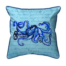 Betsy Drake Blue Script Octopus Extra Large Zippered Pillow 22x22 - $79.19