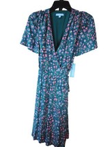 Draper James RSVP Wrap Dress Floral Teal Short Sleeve Pockets Spring Flowers $68 - £46.84 GBP