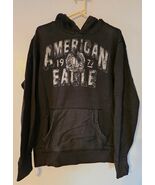 AE AMERICAN EAGLE HOODIE FLEECE LINED SWEATSHIRT M 1977 Distressed Grung... - $14.00