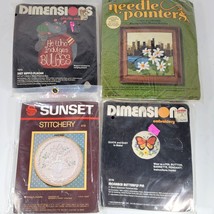 Needlepoint Craft Crewel Kits Lot of 4 NOS Dimensions Sunset Needle Poin... - $23.65