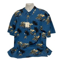 Vintage Hawaiian Shirt Men Size XL Volcano Sun Island Palm Trees New Wit... - £10.44 GBP