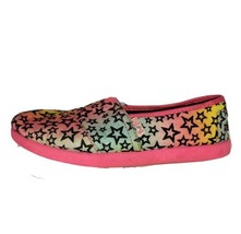 BOBS Skechers Shooting Starz Girl&#39;s 13 Hot Pink Yellow Canvas Memory Foam Shoes - £11.74 GBP