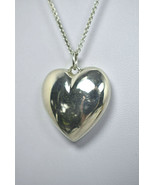 Tiffany &amp; Co Silver Puffed Heart Pendant Charm Necklace Vintage 16&quot; - £233.45 GBP