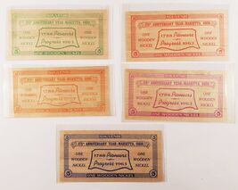 Marietta, OH 1963 175th Anniversary One Wooden Nickel Lot of 5 - $109.71