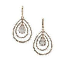 Anne Klein Gold-Tone Crystal Orbital Drop Earrings – Gold - £14.15 GBP