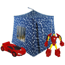 Navy Blue, Toy Play Pop Up Doll Tent, 2 Sleeping Bags, Silver Star Print Fabric - £20.04 GBP