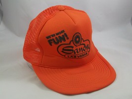 Sands Las Vegas We&#39;re More Fun Hat Vintage Orange Snapback Trucker Cap - $14.92