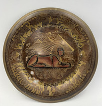 Sphinx Egyptian Hand Crafted Wall Hanging Plate Brass Copper 8&quot; Etched Patina - £28.52 GBP