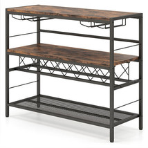 41 Inch 4-Tier Bar Table with Wine Rack and 4 Rows of Glass Holders-Rust... - $2,746.95 MXN