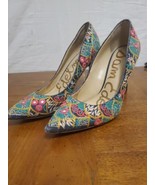 Sam Edelman Hazel Colorful Floral Paisley Embroidered Heels Shoes Size 7.5 - €27,93 EUR