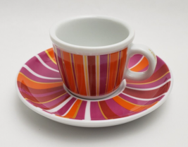 Julia Minasian for Target Espresso Demitasse Cup Saucer Fuchsia Stripes 2-Piece - £11.83 GBP