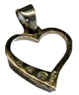 Sterling Silver Heart Cubic Zirconia Pendant Charm Patina Vintage 925 - £19.54 GBP