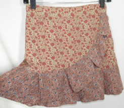 Anthropologie Sim &amp; Sam Faux Wrap Mini Skirt Pink Floral Ruffle Boho Size Small - £13.32 GBP