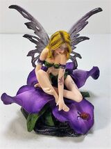 91653 Purple Winged Fairy Sitting on Flower Petals by Backwoods Lighting... - $36.53