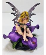 91653 Purple Winged Fairy Sitting on Flower Petals by Backwoods Lighting... - $36.53