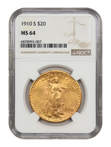 1910-S $20 NGC MS64 - £2,840.48 GBP