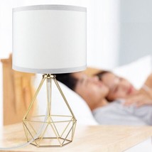 16&quot; Gold Wire Minimalist Table Lamp w/ Round White Shade - Plug in on/of... - $25.95