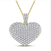 14kt Yellow Gold Womens Round Diamond Charmed Heart Pendant 1 Cttw - £840.48 GBP