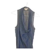 Helmut Lang Women’s Dress Size 2 Blue Tencel Blend USA Made Draped Hem Raw Edge image 2