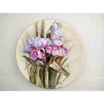 Hand Painted Iris Plate Arta Jones circa 1960s - 70s Porcelain Gold Trim VTG - £12.65 GBP