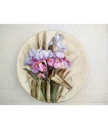 Hand Painted Iris Plate Arta Jones circa 1960s - 70s Porcelain Gold Trim... - £12.39 GBP
