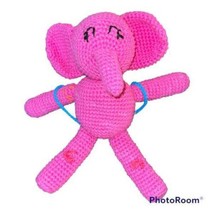 Amigurumi Elly Pocoyo Plush Pink Elephant Backpack Knit Crochet Handmade Ellie - £27.35 GBP