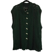 Handmade Women Crochet Cardigan Sweater Sleeveless Green Loose Chunky Kn... - £23.94 GBP