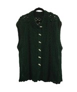 Handmade Women Crochet Cardigan Sweater Sleeveless Green Loose Chunky Kn... - £23.44 GBP
