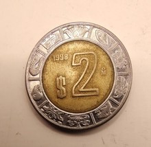 Mexico 1998 2 Pesos Bi-Metallic Mexican Coin   - $4.00