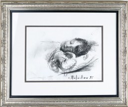 Leonid Balaklav Untitled (Sleeping Child) Charcoal on Paper Signed &amp; Dat... - £1,471.86 GBP