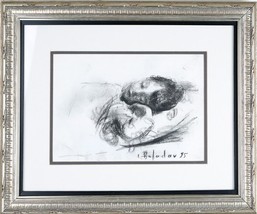 Leonid Balaklav Untitled (Sleeping Child) Charcoal on Paper Signed &amp; Dated 1995 - $1,871.10