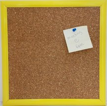 Bulletin Cork Board Overall Size 13x13 with Yellow Frame - £19.78 GBP
