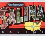 Large Letter Greetings From Salina Kansas KS Linen Postcard N7 - $4.90