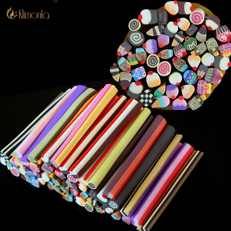 50 Pcs/Set 3D Nail Stickers Soft pottery Canes Rods Polymer Clay Decor C... - $15.75