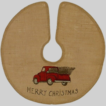36 inch Merry Christmas Red Truck burlap Tree Skirt - $28.00