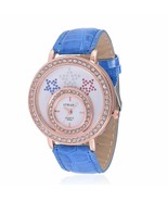 STRADA Austrian Crystal Japanese Movement Watch w/Blue Band &amp;ION Plated ... - $11.25