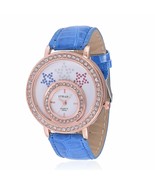 STRADA Austrian Crystal Japanese Movement Watch w/Blue Band &amp;ION Plated ... - £18.97 GBP