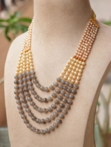 Indian Bollywood Gold Plated Grey Necklace Layered Mala Jewelry Set - £14.93 GBP