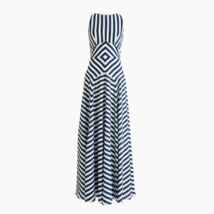 NWT J.Crew Sleeveless High-neck Maxi in Navy Ivory Geometric Stripe Dress 0 - £71.07 GBP