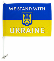 Stand With Ukraine Car Flag Support Decorative Small Gift Yard Banner 100D - £18.87 GBP