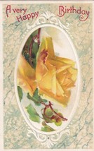 Happy Birthday Yellow Rose 1913 Luther Oklahoma OK Independence KS Postcard C60 - £2.36 GBP