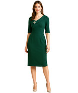 Queen Mary of Denmark Inspired Green Elbow-Length Pencil Dress &amp; Angled ... - €101,25 EUR