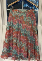 Vintage 80s anne crimmins for umi collections silk Skirt Water Colors Sz... - $641.88 MXN