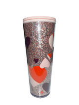 Starbucks 24oz Venti Cold Cup Tumbler Heart Valentine&#39;s 2021 Red Pink Gl... - $287.01 MXN