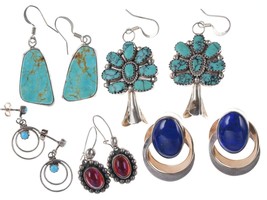 5 pr Native American/Southwestern Sterling earrings - £130.57 GBP